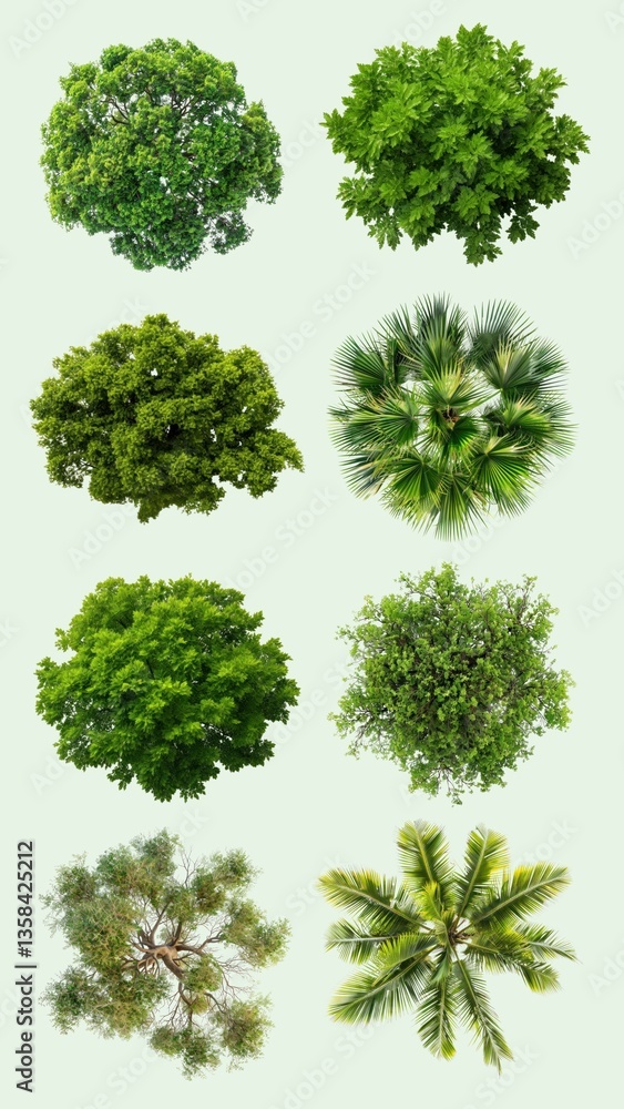 Top view of tree design element set Top view of tree design element set