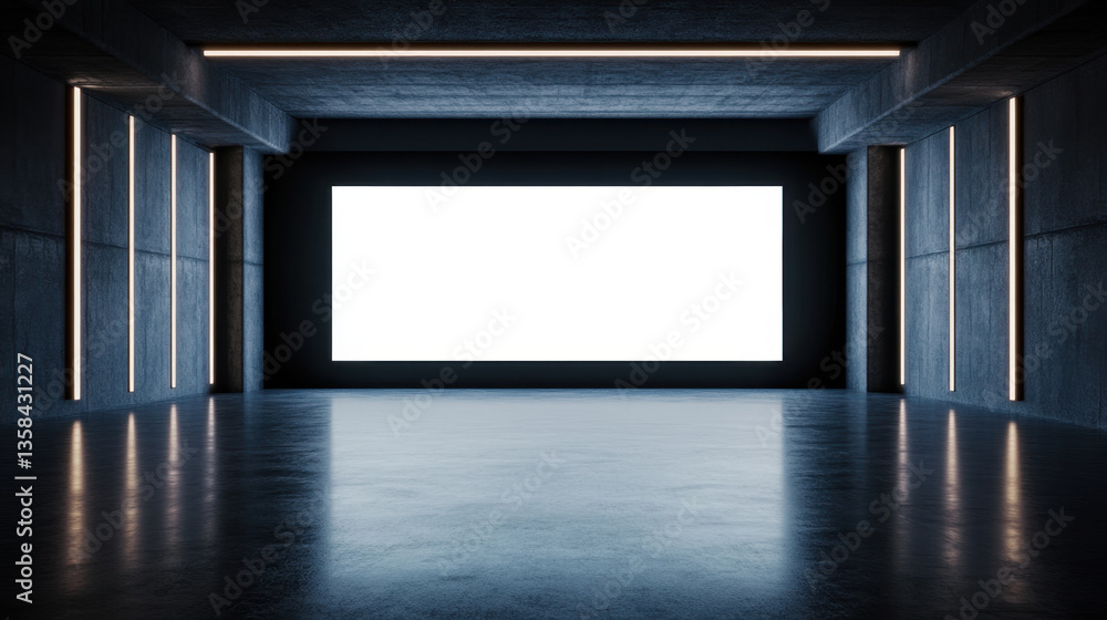 modern, empty production studio featuring large blank screen and sleek, illuminated walls. space exudes minimalist aesthetic, perfect for creative projects and presentations modern, empty production studio featuring large blank screen and sleek, illuminated walls. space exudes minimalist aesthetic, perfect for creative projects and presentations