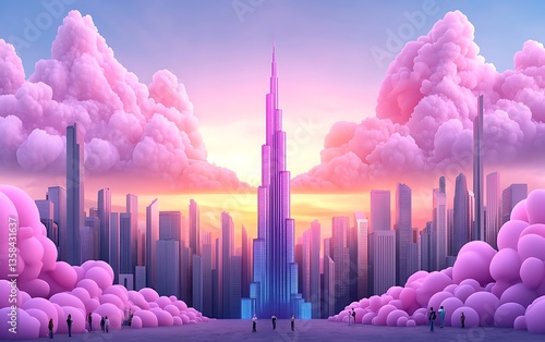 Dubai Skyline Dream Clouds