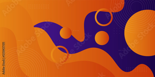 Modern orange purple geometric business banner design. Creative banner design with wave and circle shape as template. Simple horizontal banner. Vector Eps10