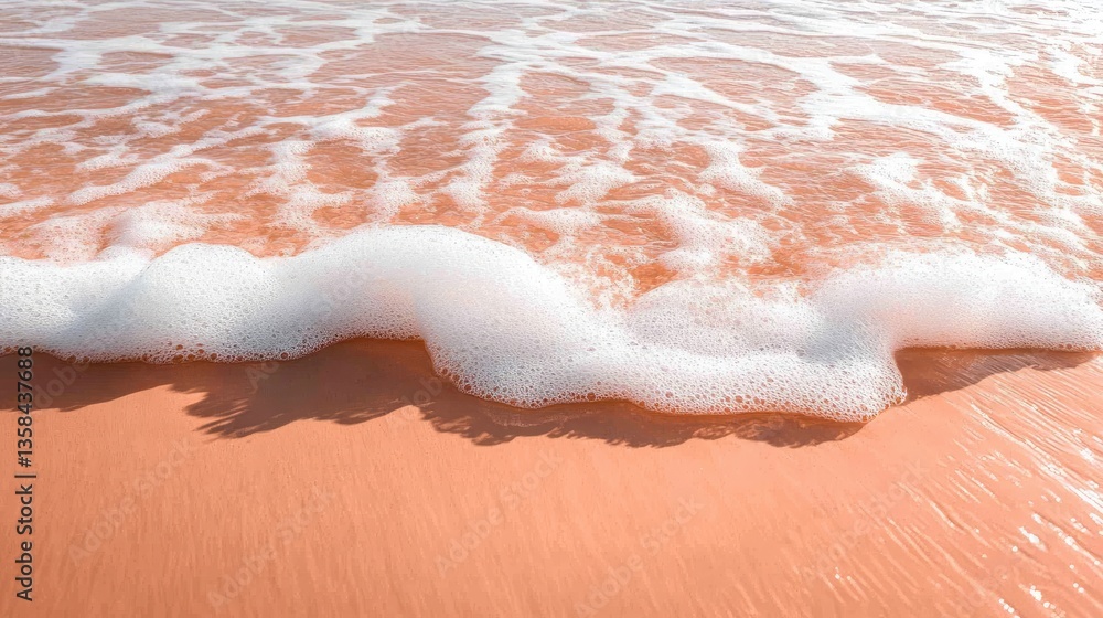 Fototapeta premium Coral beach wave foam close up