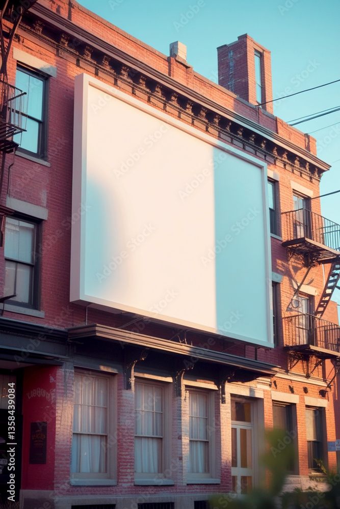 an advertising board hanging on a building an advertising board hanging on a building