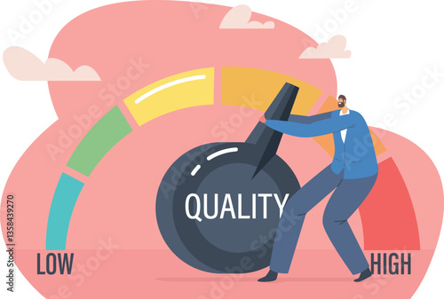Quality level management and improvement vector illustration