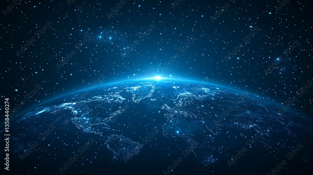 Obraz premium interdependence of celestial entities, emphasizing the enigmatic nature of the universe and the convergence of Earth with cosmic domains, highlighting modern cosmic connections
