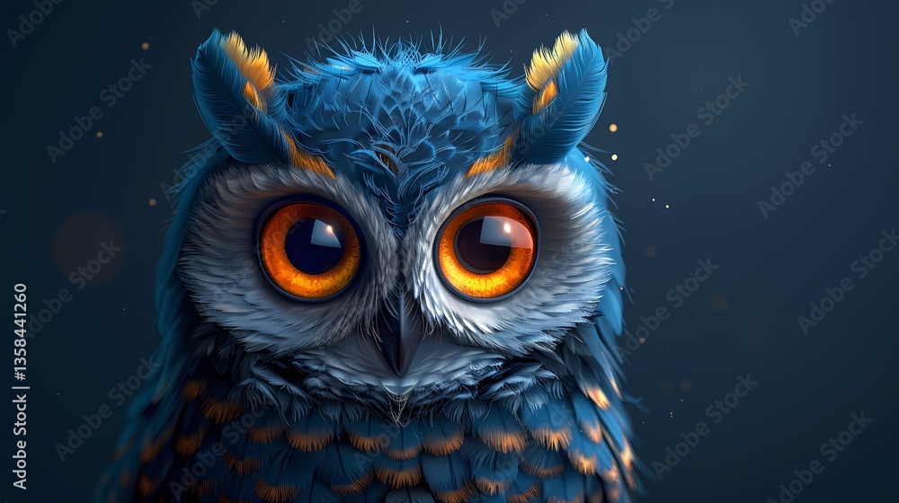 Wise Owl's Gaze: A captivating close-up showcases a majestic owl, its striking eyes of brilliant orange against its feathery visage, evoking curiosity and wisdom. Wise Owl's Gaze: A captivating close-up showcases a majestic owl, its striking eyes of brilliant orange against its feathery visage, evoking curiosity and wisdom.