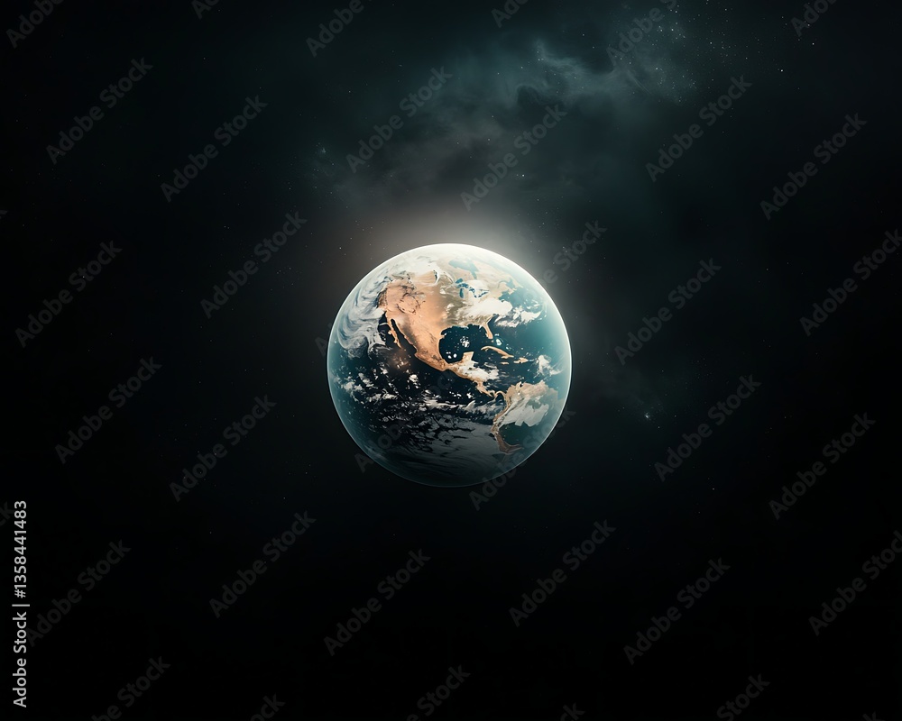 Obraz premium Earth in Space, Bright Glow