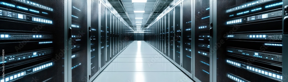 Fototapeta premium Exploring the server room, a deep dive into network infrastructure and data center technology