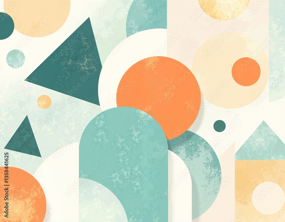A playful composition of shapes in soft pastel tones A playful composition of shapes in soft pastel tones