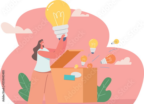 Woman sharing knowledge idea vector illustration
