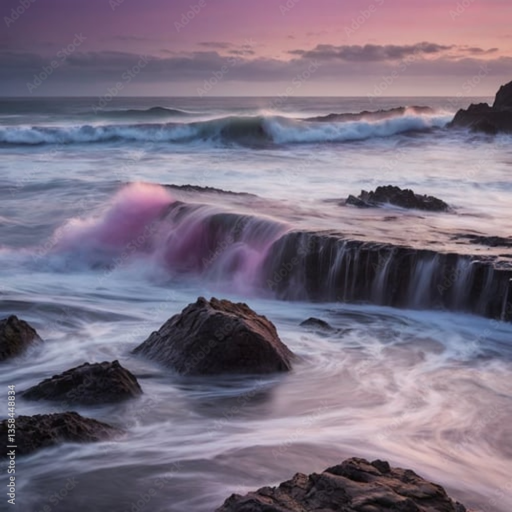 Fototapeta premium waves crashing on rocks
