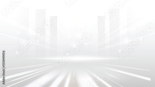 Abstract technology white gray background Hi-tech communication concept, technology, digital business, innovation, science fiction scene vector illustration with copy-space.