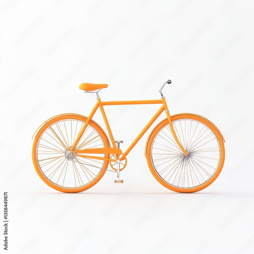 Fototapeta premium Bright Orange Bicycle Against White