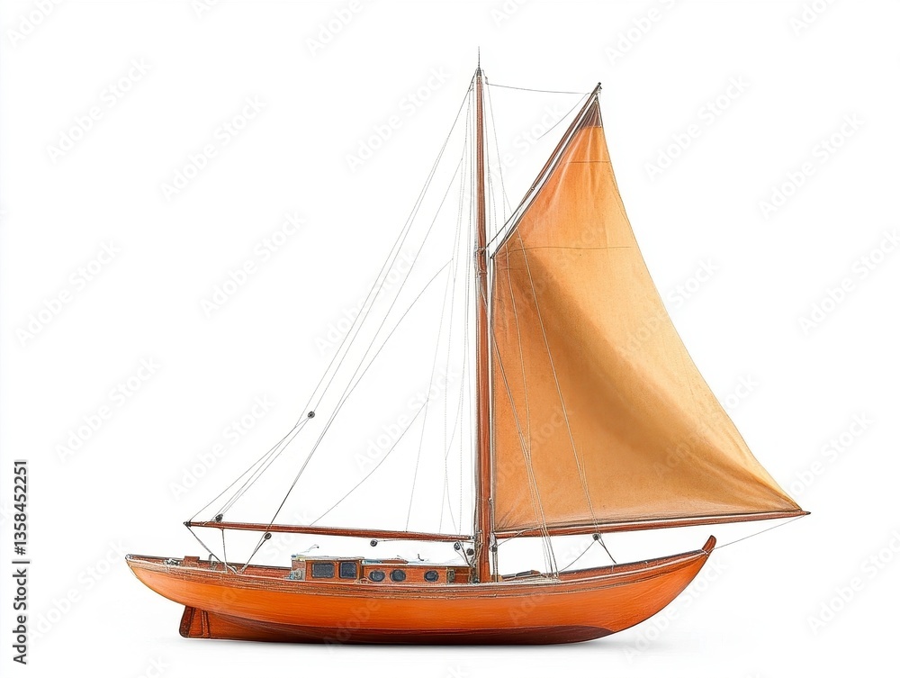 Obraz premium Vibrant Orange Sailboat Model