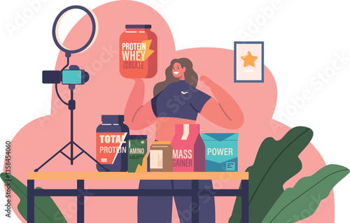 Blogger female promoting sports nutrition