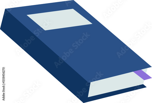 Blue hardcover book with blank label and bookmark.