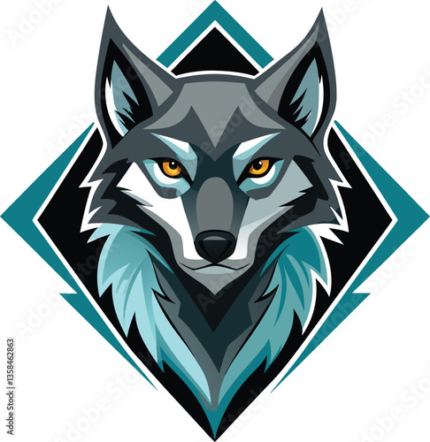 Wolf head emerges from a geometric shape
