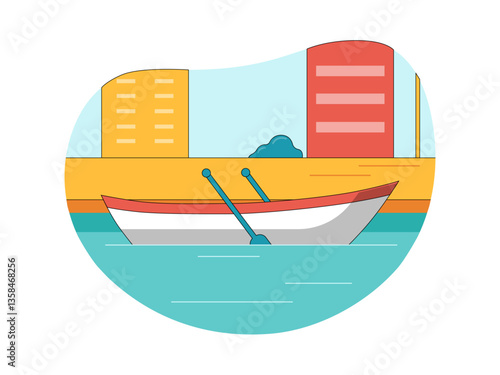 Boat on the edge of the pier illustration. Yacht illustration. Flat vector illustration concept.