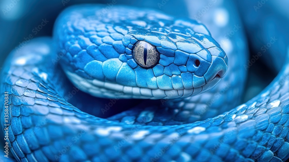 Fototapeta premium Vibrant blue snake close-up