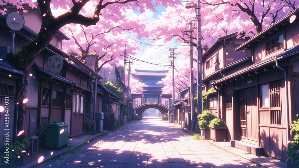 Fototapeta premium anime illustration background japan scenery theme