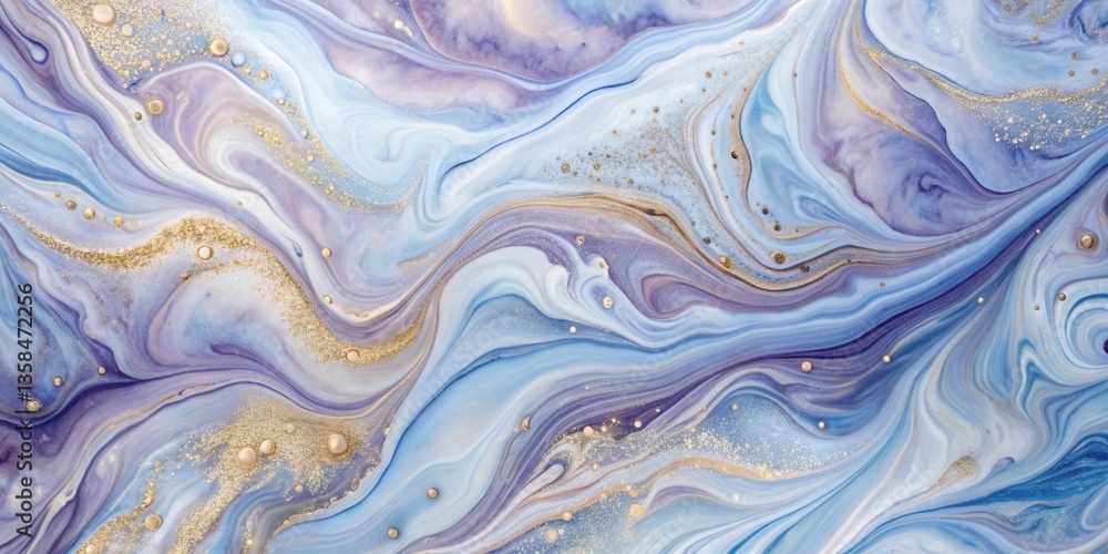 Obraz premium Abstract Swirling Hues of Blue, Purple, and Gold A Luxurious Fluid Art Design with Shimmering Metallic Accents