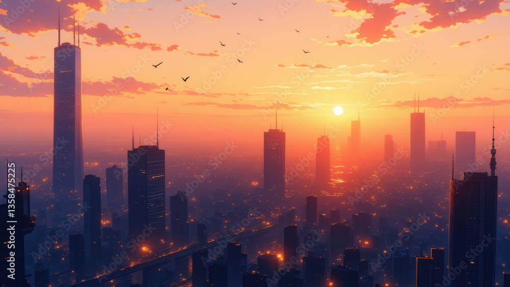 Fototapeta premium anime illustration background japan scenery theme