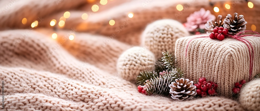 Fototapeta premium Knitted Christmas Gift.