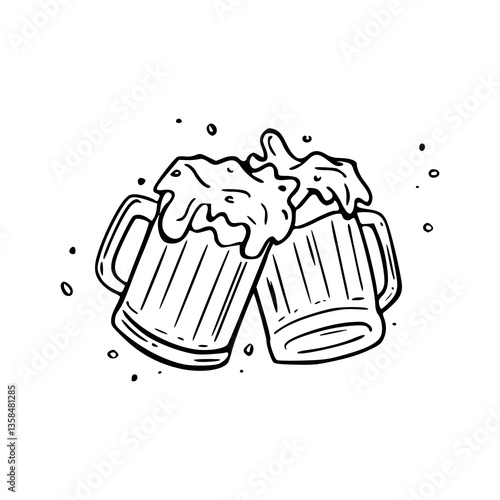 toasting beer mugs vector