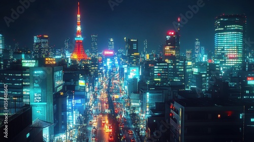 Wallpaper Mural Vibrant Futuristic Cityscape at Night with Motion Blur Effects Torontodigital.ca