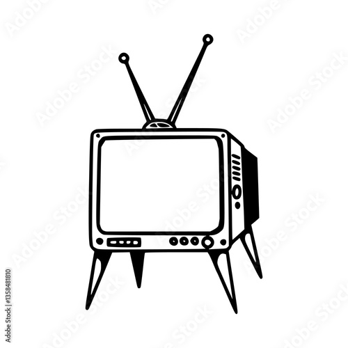 retro television set outline vector	