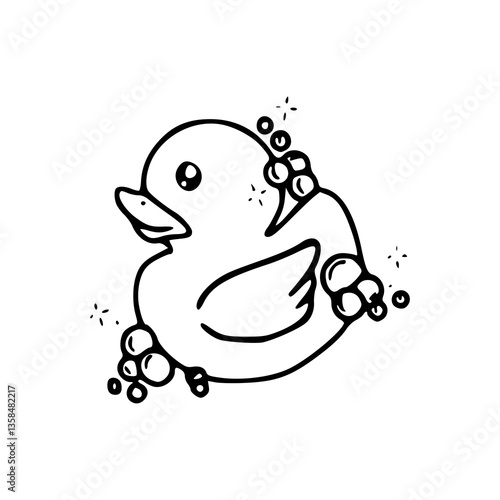 cute duckling bath time vector