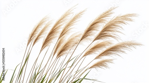 Elegant Pampas Grass Plumes Against a Clean White Background