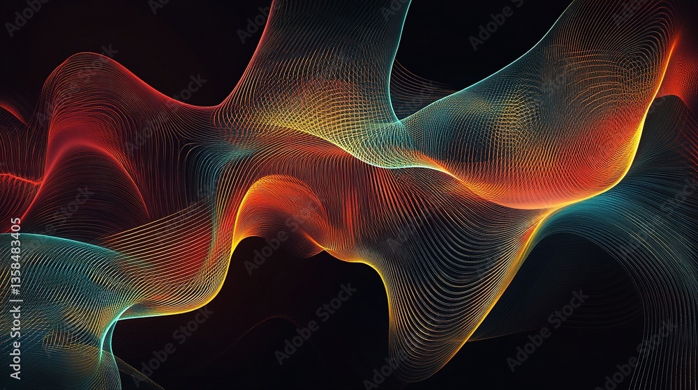 Obraz premium Futuristic Glowing Lines in Abstract Colorful Vector Illustration