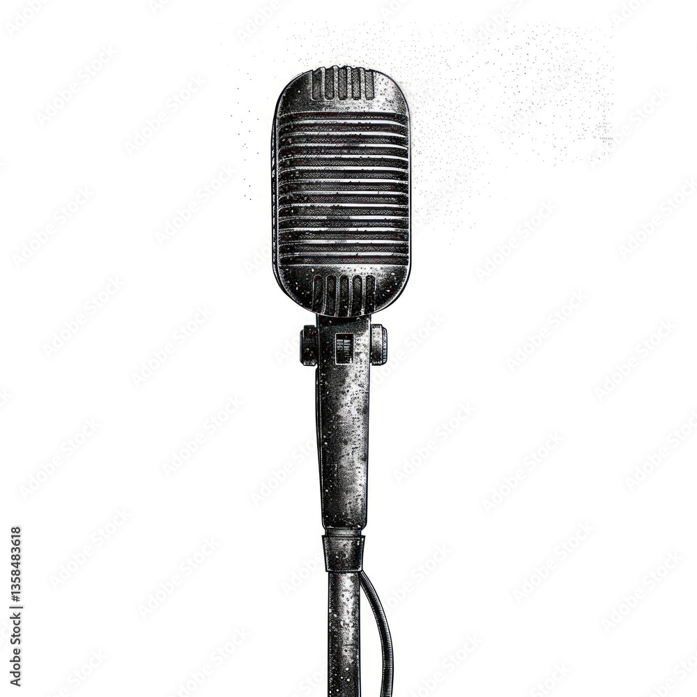 Fototapeta premium Vintage microphone illustration for podcasts
