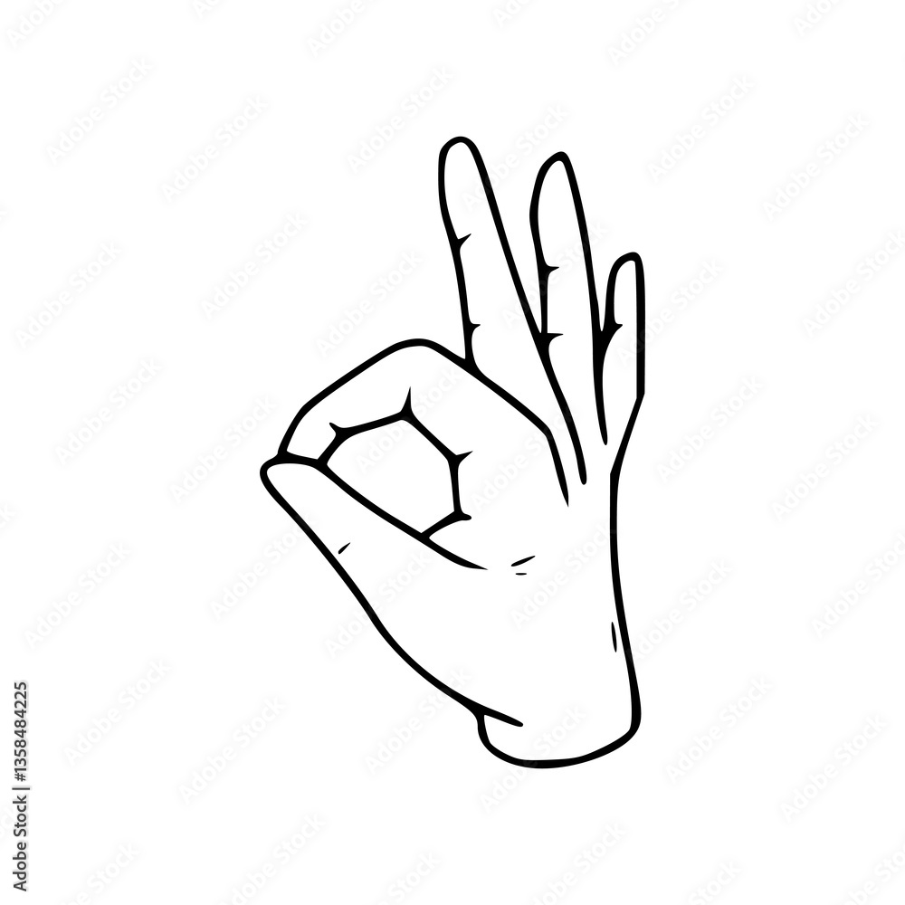 Obraz premium OK hand gesture vector illustration