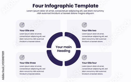 Infographic four diagram chart template for business 4, options, presentation with venn diagram elements, infographics elements vector illustration. Editable vector infographic