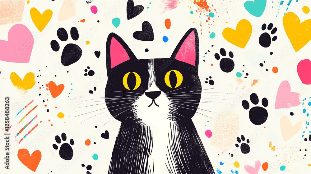 Black cat with a heart Black cat with a heart