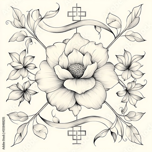 Elegant Floral Monochrome Design.