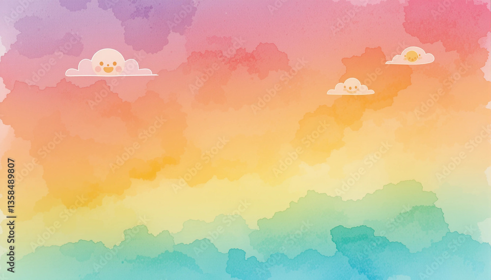 Fototapeta premium Sunset Sky Watercolor Background