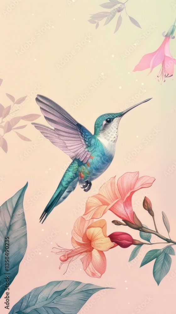 Fototapeta premium Wallpaper hummingbirds animal creativity fragility.