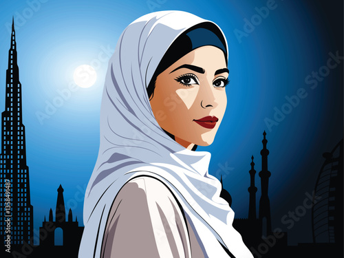 i am alone, vector arabic woman illustration design graphic