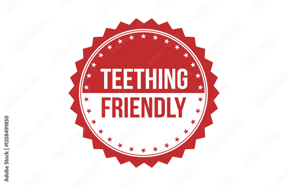 Teething friendly red ribbon label banner. Teething friendly red ribbon label banner.