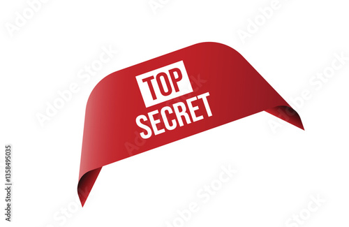 Top secret red ribbon label banner.
