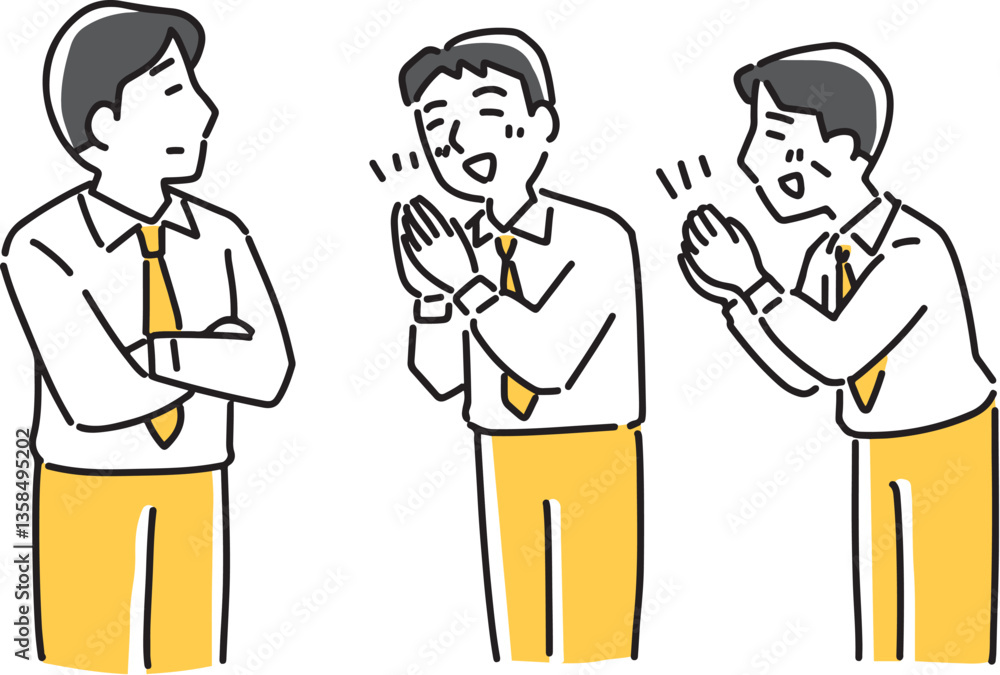 人にお願いする2人の社員 人にお願いする2人の社員