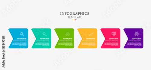 Business infographic template icons with 6 step or option design.
