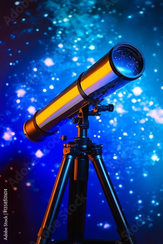 Telescope with star gazing colors, suitable for observatories or science education