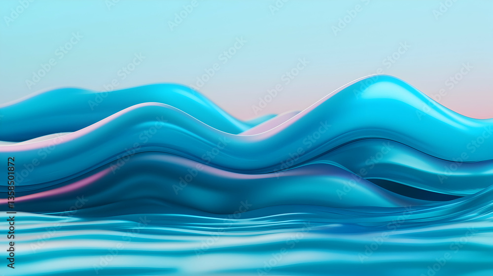 Fototapeta premium Abstract Blue Water Waves: Glowing Liquid Texture Background