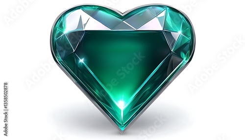 Emerald Heart Gem with 3D Render.