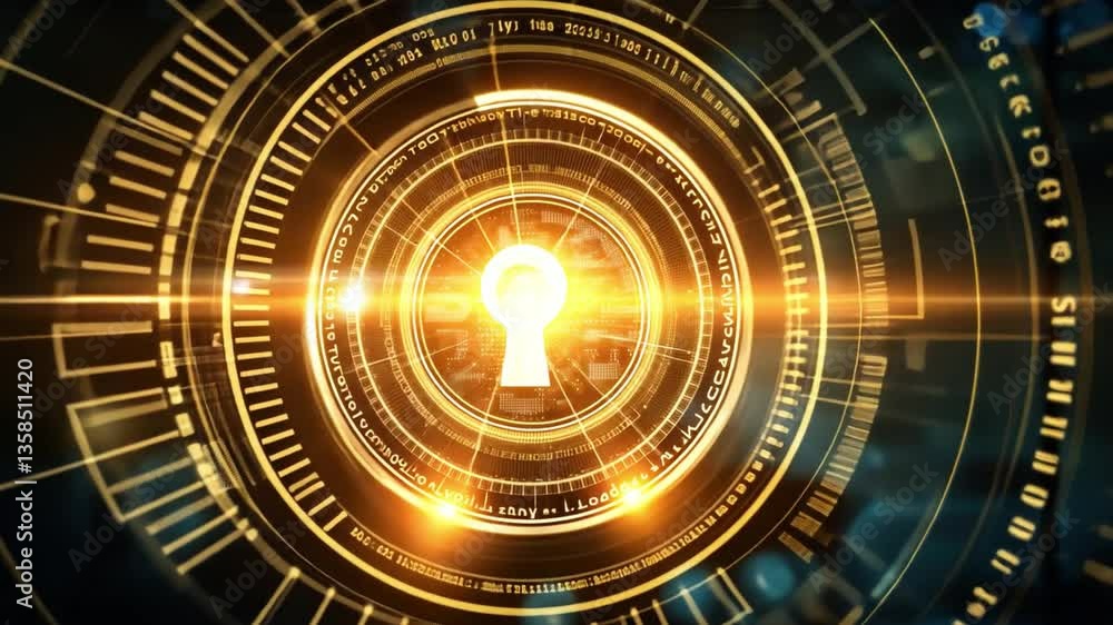 Unlocking Digital Security Glowing Keyhole Surrounded by Abstract Circle Patterns and Light, Symbolizing Technology and Encryption in Digital Realm Unlocking Digital Security Glowing Keyhole Surrounded by Abstract Circle Patterns and Light, Symbolizing Technology and Encryption in Digital Realm