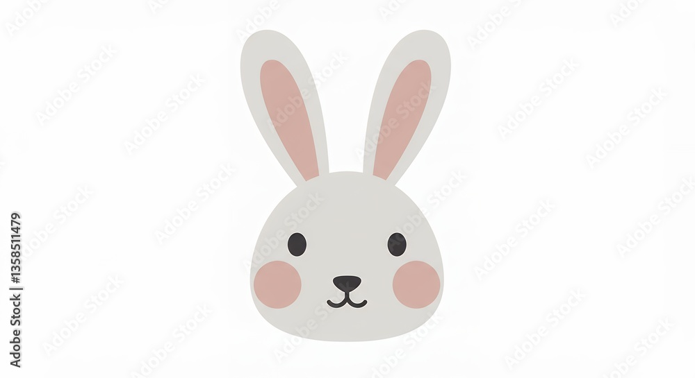 Cute bunny rabbit head with long ears and rosy cheeks illustration Cute bunny rabbit head with long ears and rosy cheeks illustration