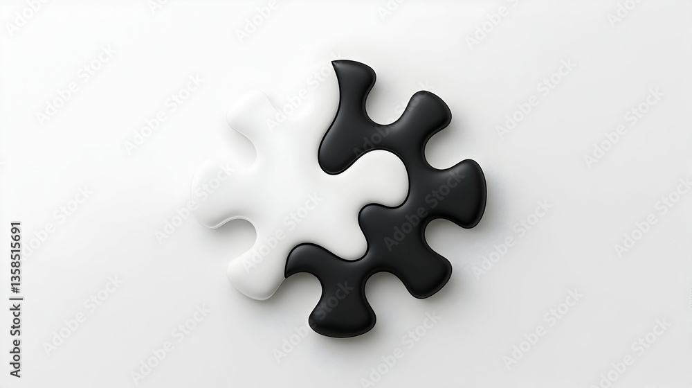 Fototapeta premium Black and White Puzzle Piece on Textured White Background